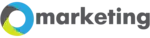 SIA "Omarketing" logo uz pelēkā fona
